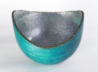 Natural edge bowl, dyed exterior, powdered silver flake and polyurethane interior