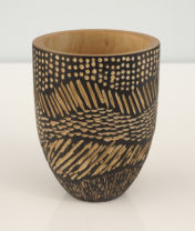 turned wooden bowl carved and dyed 2