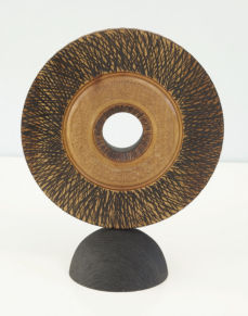 Standind disc - turned, textured and carved and dyed
