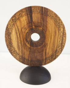 Standind disc - turned, textured, carved and pyrographed
